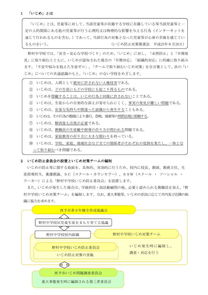 Microsoft Word - R6野村中学校いじめ防止基本方針.pdfの2ページ目のサムネイル